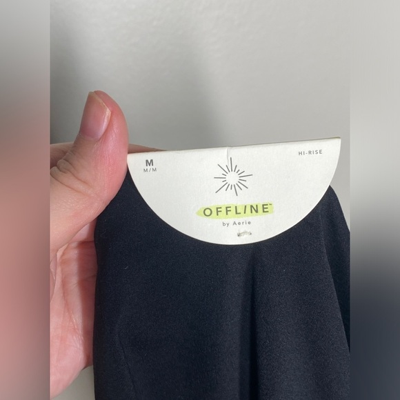 🏷️ NWT Aerie Real Me High Rise Mesh Leg 7/8 Black Leggings - Picture 7 of 9